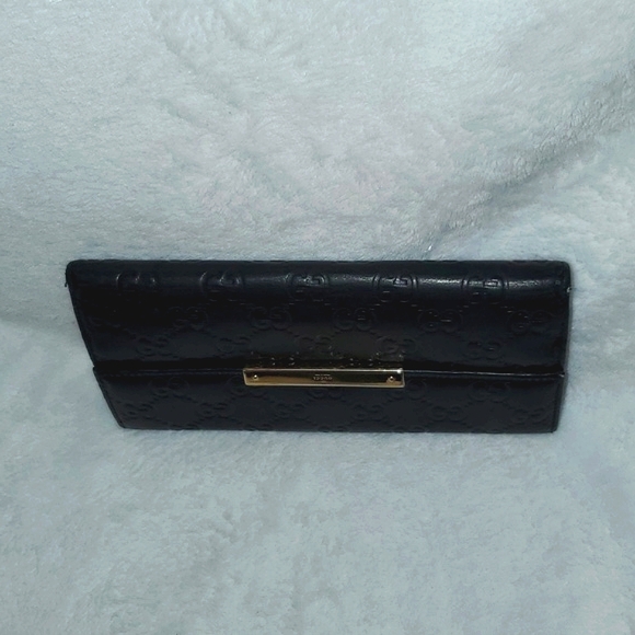 Gucci Black Guccissima Leather Flap Continental Wallet - Picture 7 of 16